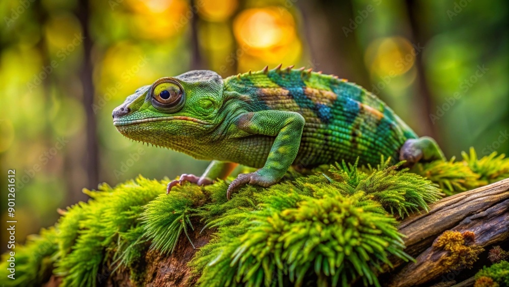 Fototapeta premium green lizard on a branch