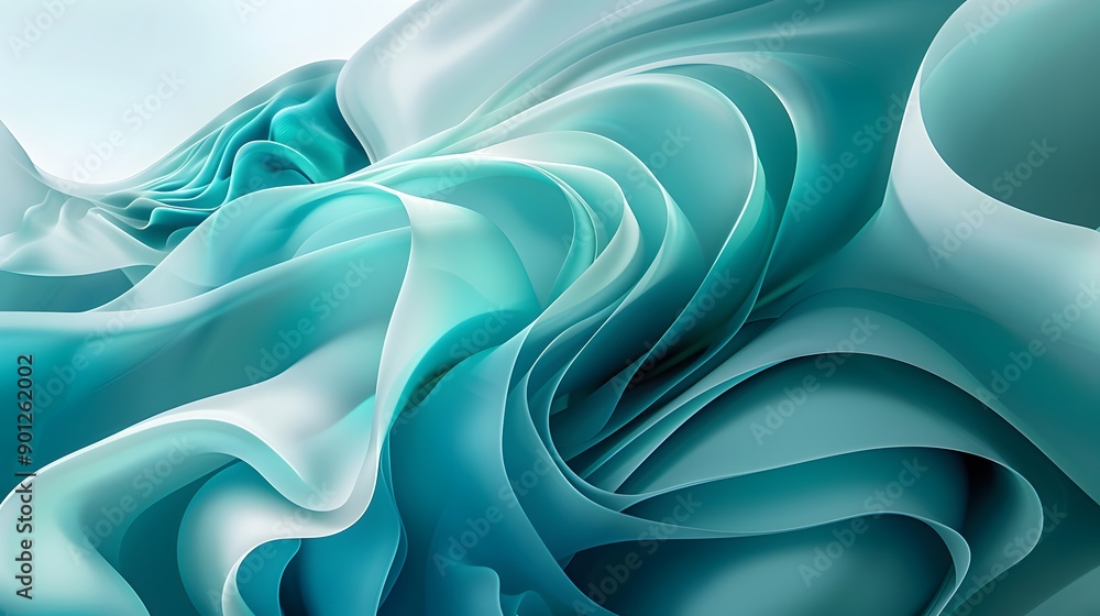 Obraz premium Ethereal Waves of Aqua and Teal: A Fluid Abstract Design