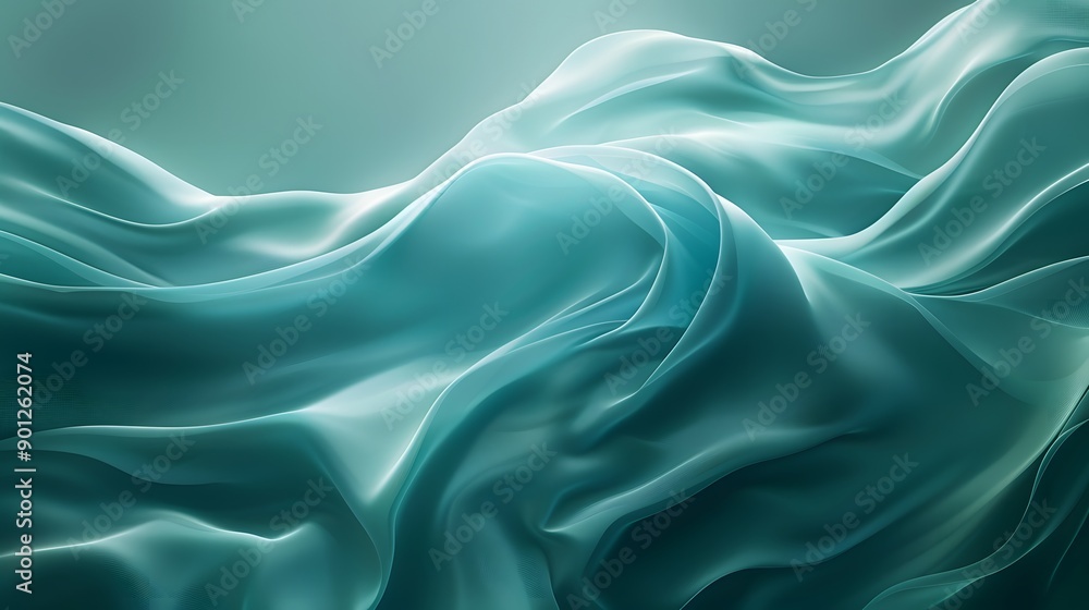 Obraz premium Ethereal Waves of Soft Turquoise Fabric Flowing Gracefully