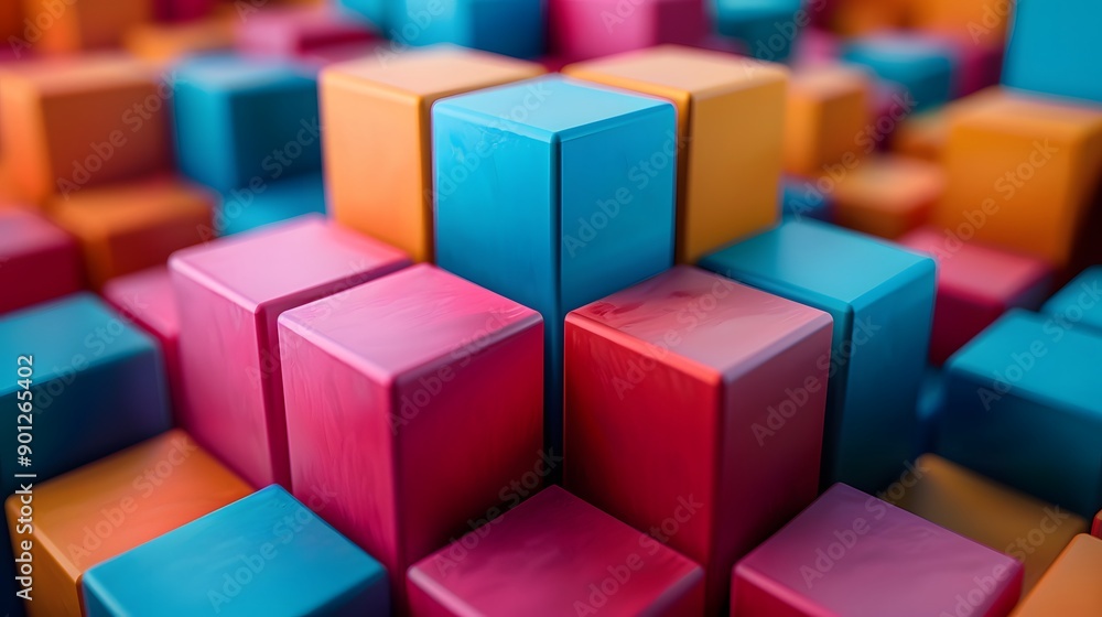 Vibrant Stacked Blocks in a Colorful Arrangement Vibrant Stacked Blocks in a Colorful Arrangement