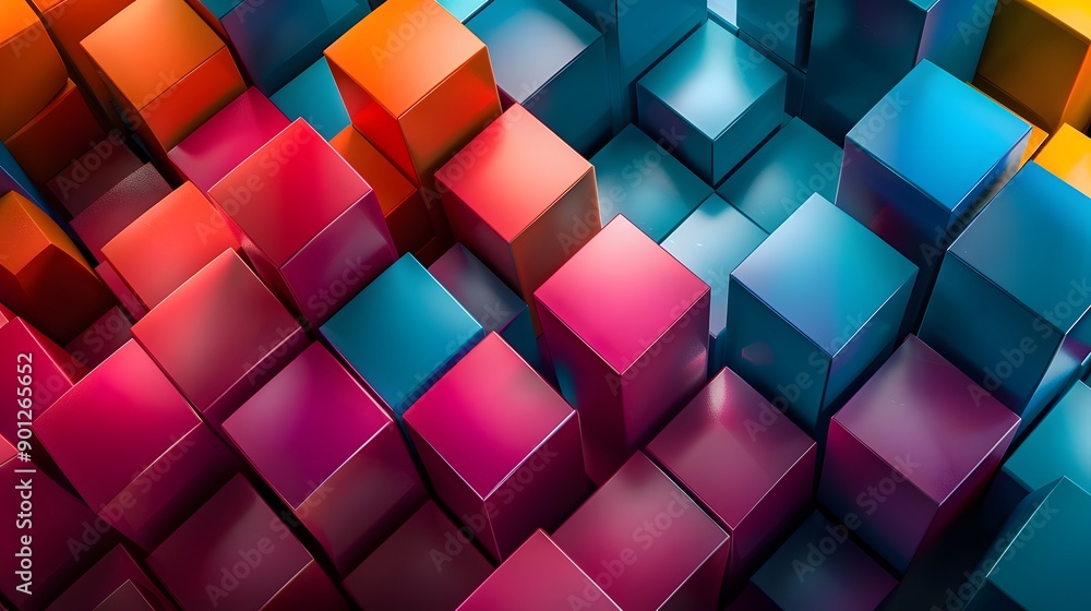 Vibrant 3D Cubes in a Colorful Abstract Arrangement Vibrant 3D Cubes in a Colorful Abstract Arrangement