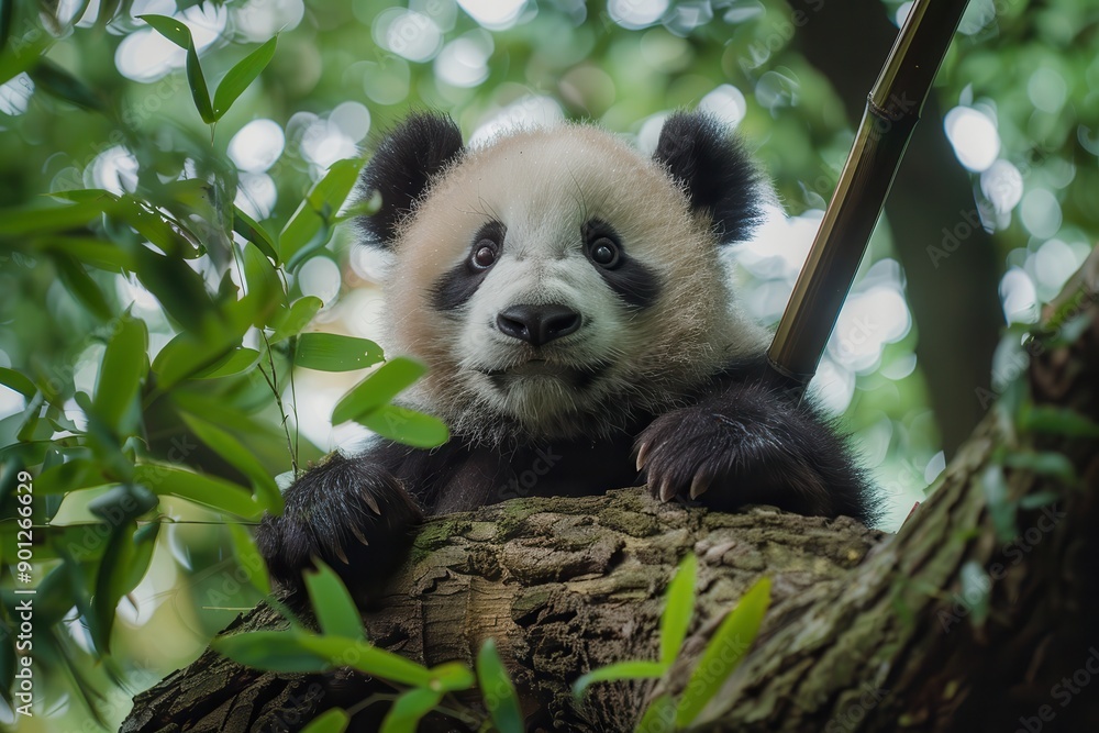 Obraz premium Panda on a bamboo tree
