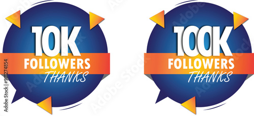10k followers social sites post, greeting card vector illustration