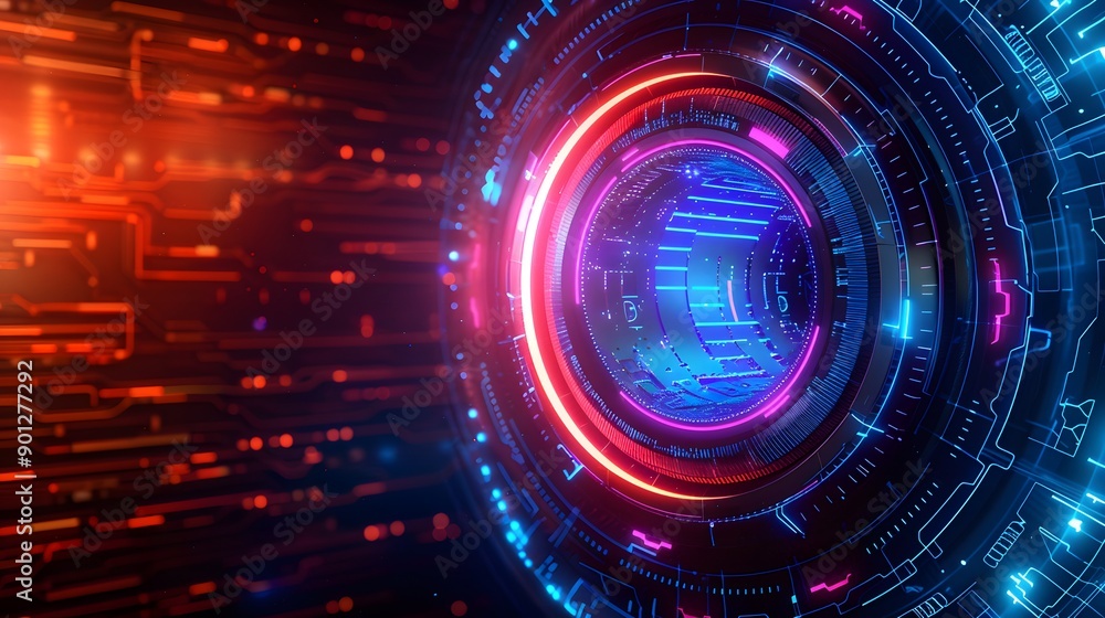 Futuristic Digital Interface with Neon Lights Futuristic Digital Interface with Neon Lights