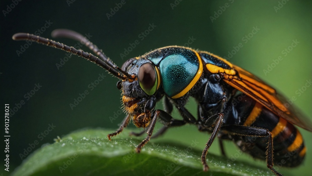 Naklejka premium close up of a fly on a leaf