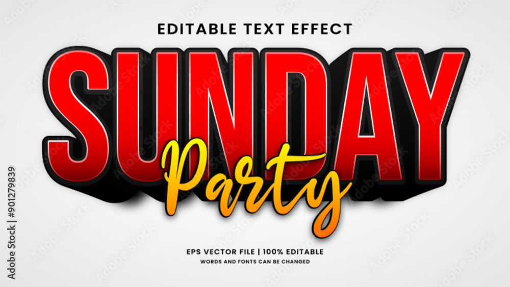 Sunday party 3d editable text effect Sunday party 3d editable text effect