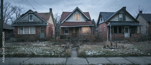 A series of abandoned homes in a neighborhood, a stark reminder of the housing crisis fallout photo