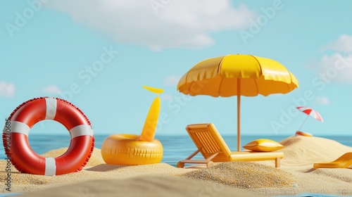 Wallpaper Mural A yellow life preserver sits on the sand, ready for use in emergency situations Torontodigital.ca