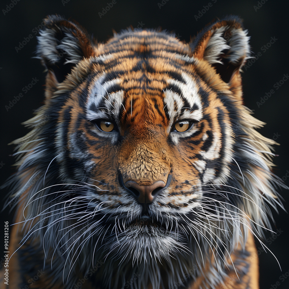 Fototapeta premium Wild Majesty: 3D Neat Depiction of a Tiger in Stylized Art
