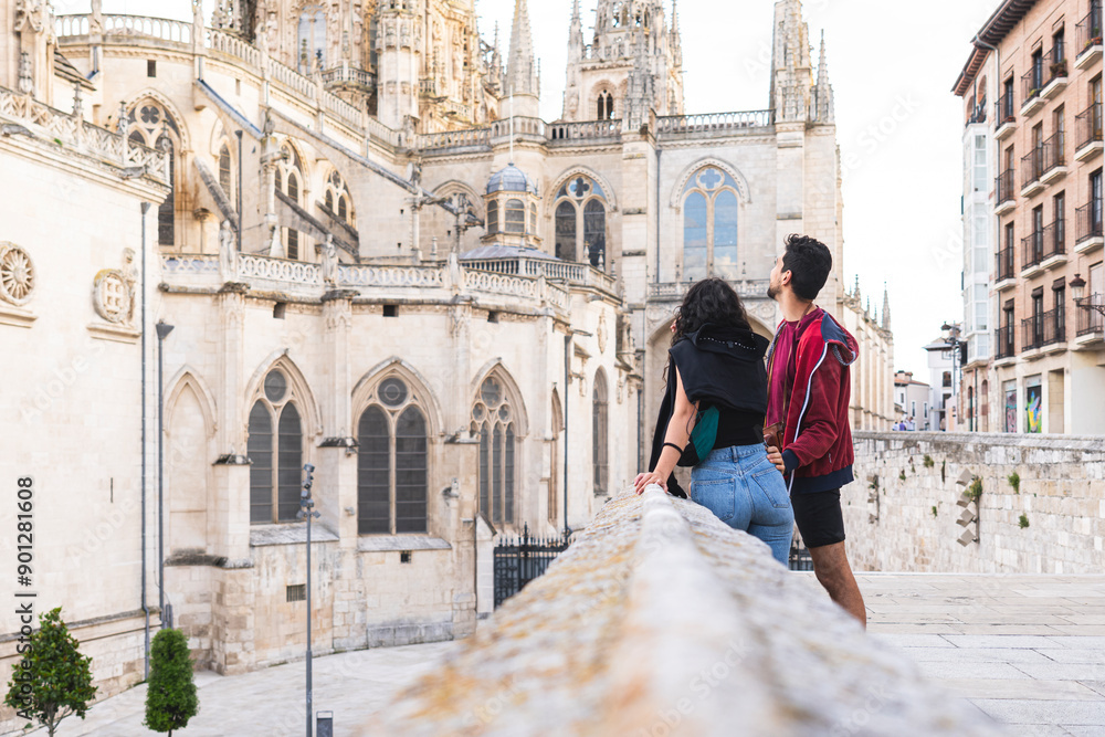 Couple standing in front of Burgos Cathedral Couple standing in front of Burgos Cathedral