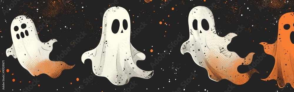 Playful Cartoon Ghost Pattern for Halloween Playful Cartoon Ghost Pattern for Halloween