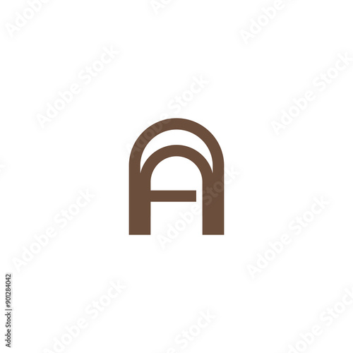 Letter A wood door window interior design vector logo design