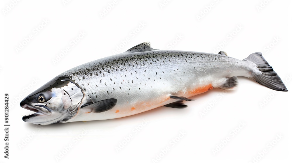 Fresh Silver Salmon on White Background Fresh Silver Salmon on White Background