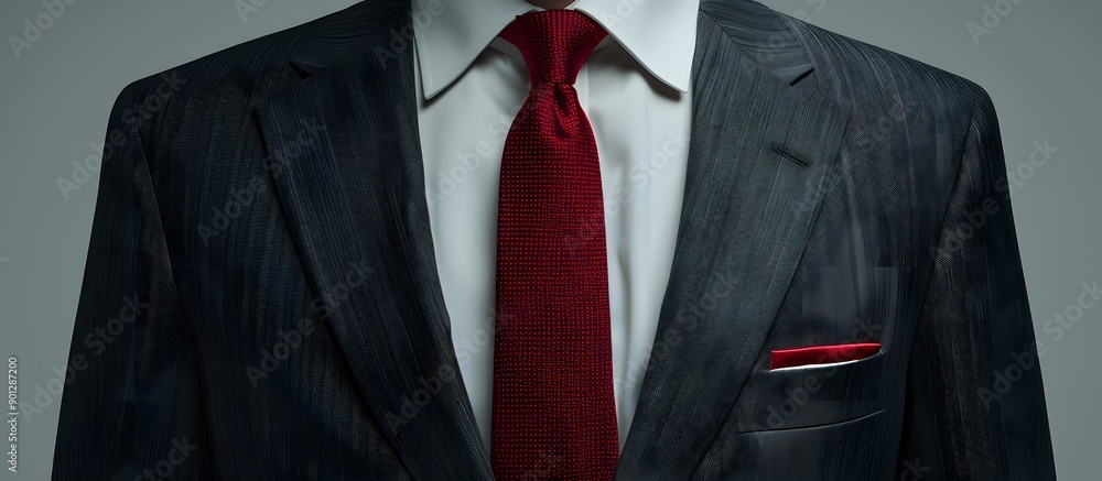 Business gray suit with red tie and white shirt mockup Stock ...
