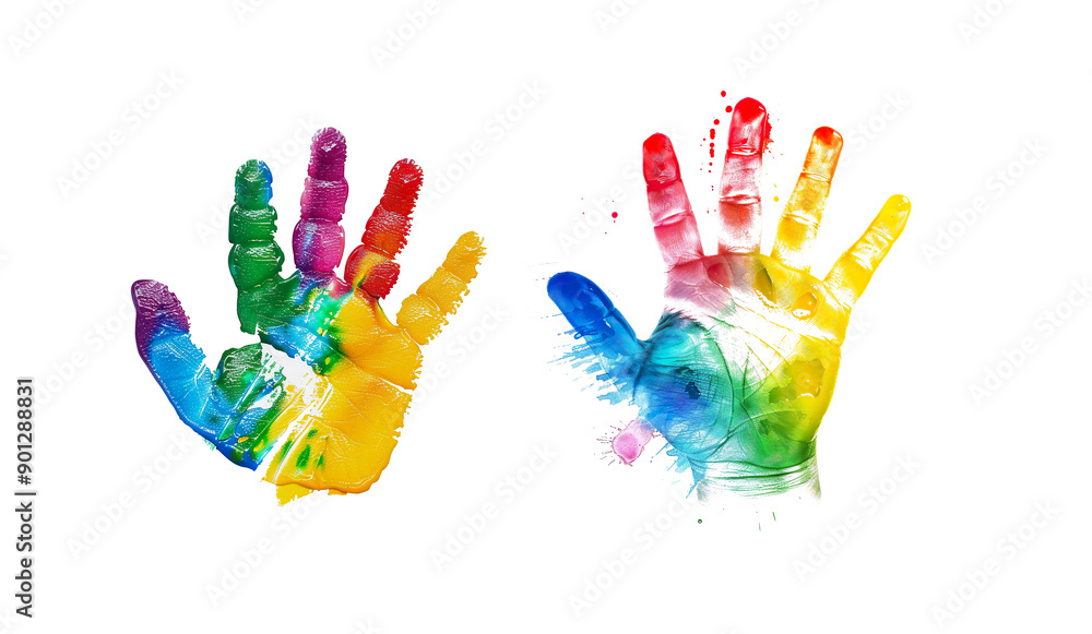 Colorful Handprint on Transparent Background Colorful Handprint on Transparent Background