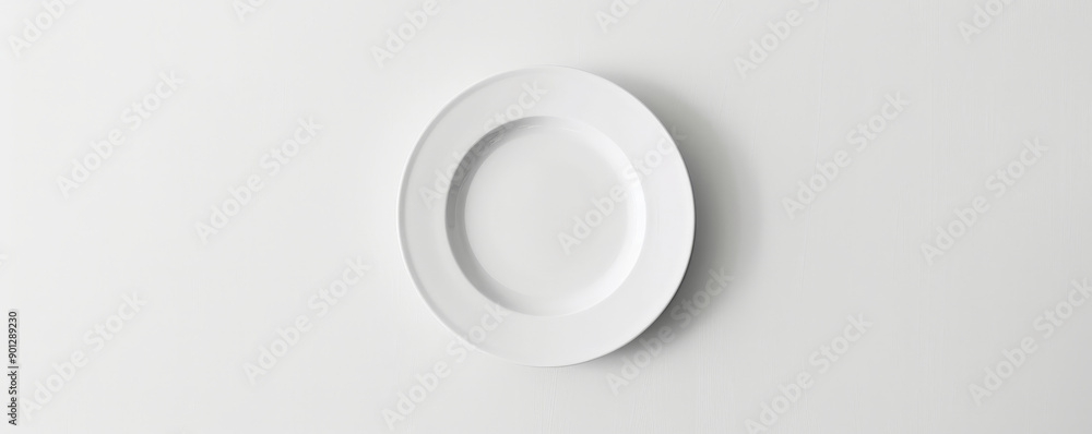 Festive concept featuring a blank white plate on a white table, viewed from above. The clean white theme signifies purity. Plenty of room for text. Festive concept featuring a blank white plate on a white table, viewed from above. The clean white theme signifies purity. Plenty of room for text.