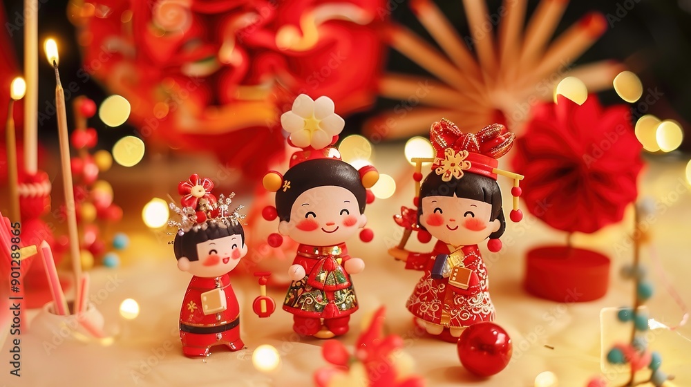 Festive New Year's Figures for Invitation Decoration, Adding a Touch of Celebration and Joy Festive New Year's Figures for Invitation Decoration, Adding a Touch of Celebration and Joy