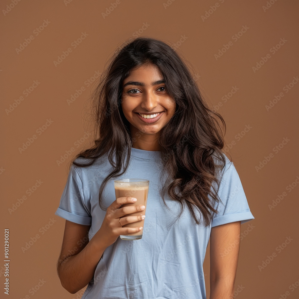 young indian woman holding coffee glass young indian woman holding coffee glass