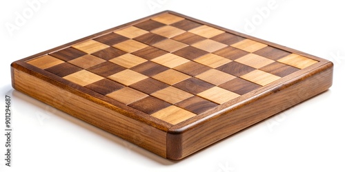 Brown Wooden Square Checkers Board Piece AI Generative, checkers, wooden, empty, board