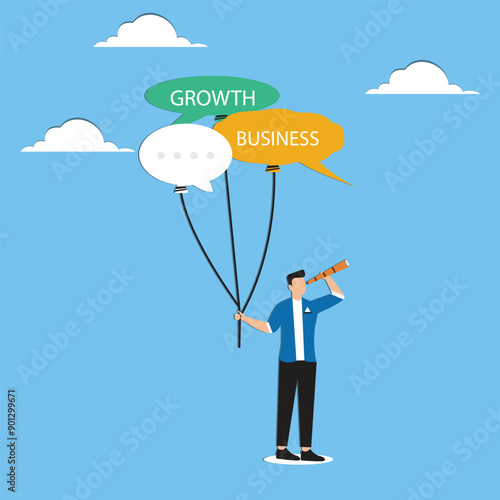 A visionary entrepreneur holding many chat balloons, the importance of communication in business