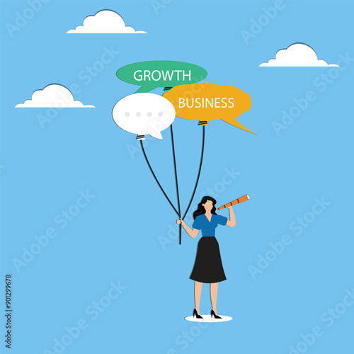A visionary entrepreneur holding many chat balloons, the importance of communication in business
