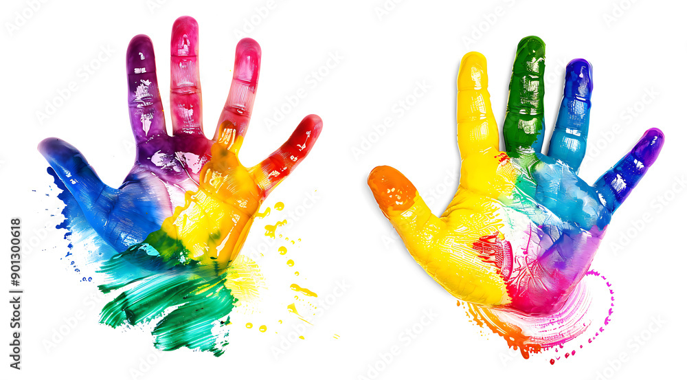 Colorful Handprint on Transparent Background Colorful Handprint on Transparent Background
