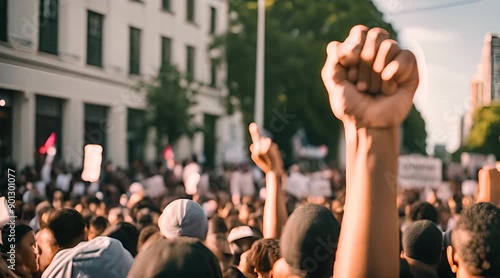 Powerful Fist Protest. Activist Rally for Social Change