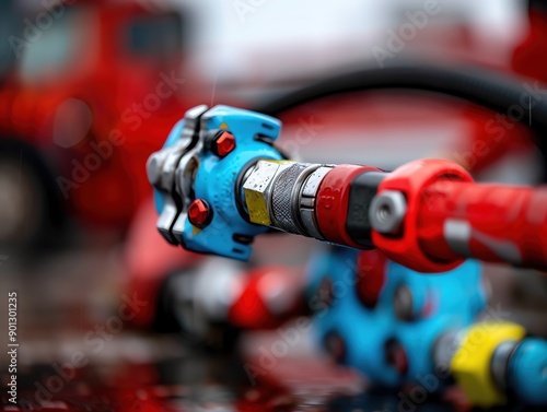 Detailed close-up of hydraulic rescue tools in use, reflecting the advanced technology and critical role in emergency vehicle extrication photo