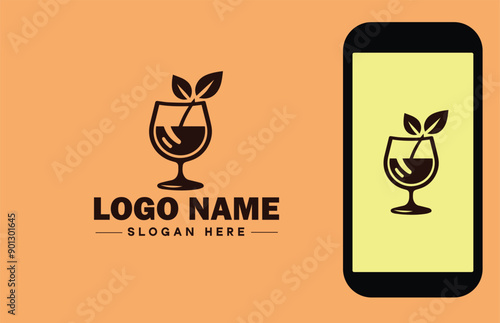 Glassware company icon Glassworks Glass production firm Glass manufacturer flat logo sign symbol editable vector