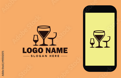 Glassware company icon Glassworks Glass production firm Glass manufacturer flat logo sign symbol editable vector