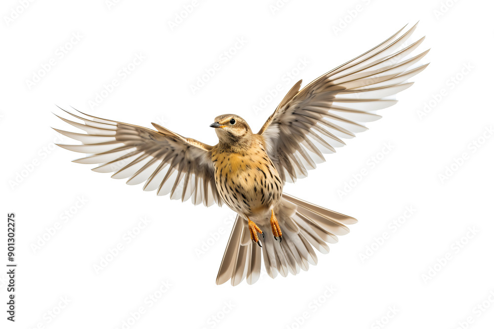 Naklejka premium Transparent PNG image of a skylark with detailed feathers and natural coloring, perfect for birdwatching and nature-themed design projects