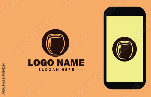 Glassware company icon Glassworks Glass production firm Glass manufacturer flat logo sign symbol editable vector