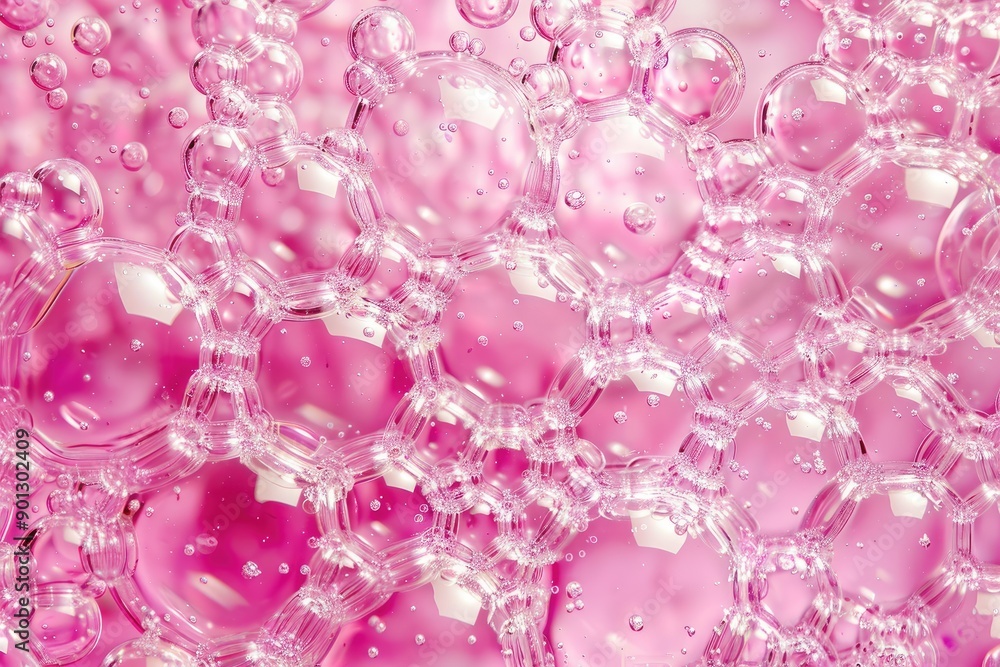 Pink bubbles with a pink background. The bubbles are small and clear Pink bubbles with a pink background. The bubbles are small and clear