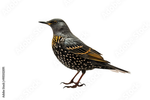 Beautiful starling bird in PNG format with detailed feather patterns and vibrant colors isolated on transparent background for nature and wildlife projects