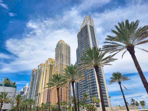 Sunny Isles Beach, Florida - Tall residential buildings along Collins Avenue. photo