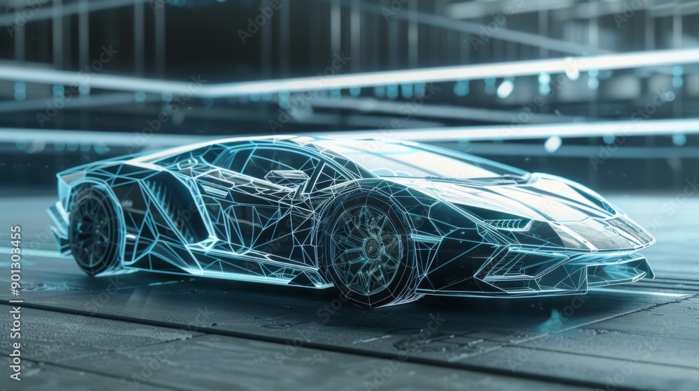 Naklejka premium 3d rendering of futuristic car 