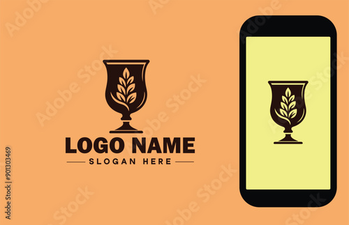 Glassware company icon Glassworks Glass production firm Glass manufacturer flat logo sign symbol editable vector