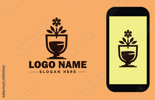 Glassware company icon Glassworks Glass production firm Glass manufacturer flat logo sign symbol editable vector