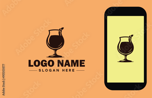 Glassware company icon Glassworks Glass production firm Glass manufacturer flat logo sign symbol editable vector