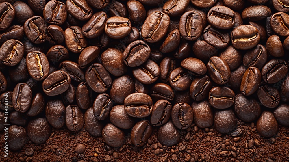 Fototapeta premium Coffee beans texture background high resolution realistic image International coffee day
