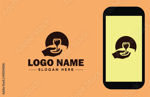 Glassware company icon Glassworks Glass production firm Glass manufacturer flat logo sign symbol editable vector