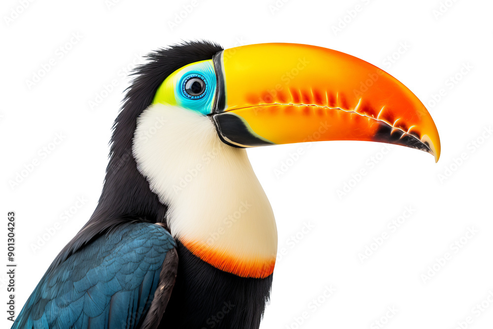 Colorful toucan PNG with detailed feathers isolated on transparent background for nature and wildlife design projects Colorful toucan PNG with detailed feathers isolated on transparent background for nature and wildlife design projects