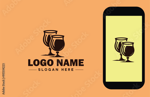 Glassware company icon Glassworks Glass production firm Glass manufacturer flat logo sign symbol editable vector