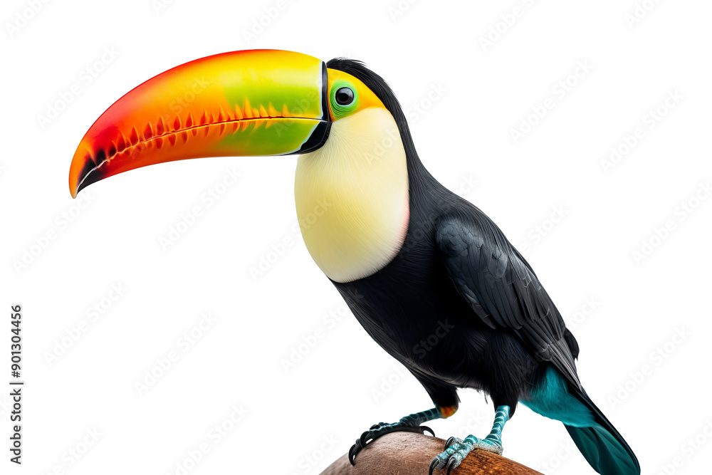 Naklejka premium Colorful toucan PNG with detailed feathers isolated on transparent background for nature and wildlife design projects