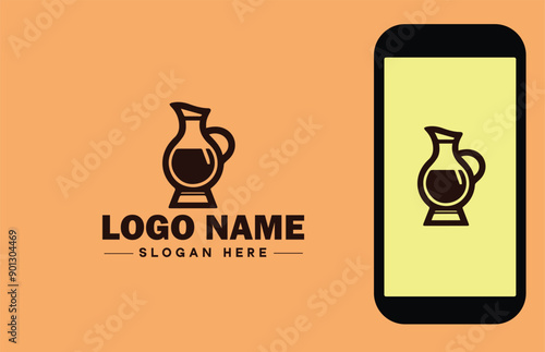 Glassware company icon Glassworks Glass production firm Glass manufacturer flat logo sign symbol editable vector
