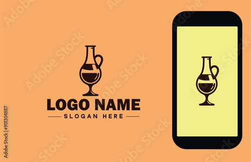 Glassware company icon Glassworks Glass production firm Glass manufacturer flat logo sign symbol editable vector