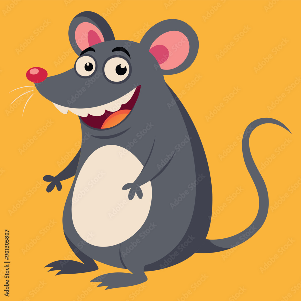 Cute funny mouse. Smiling Animal with big ears and grey fur. Small rat with a long tail. Isolated vector illustration in cartoon style. Cute funny mouse. Smiling Animal with big ears and grey fur. Small rat with a long tail. Isolated vector illustration in cartoon style.