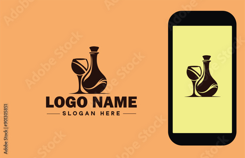 Glassware company icon Glassworks Glass production firm Glass manufacturer flat logo sign symbol editable vector