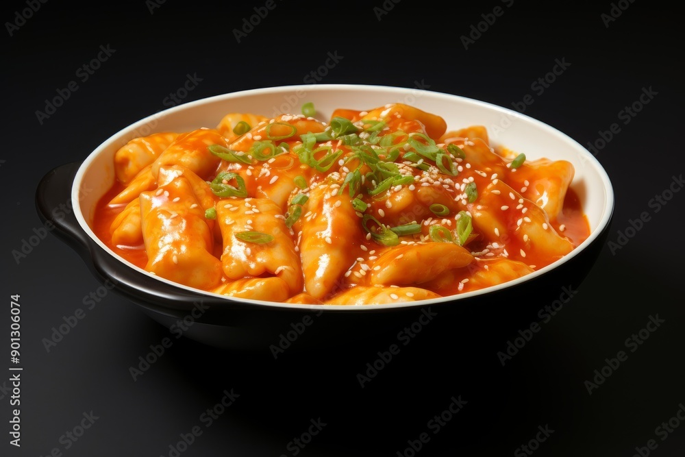 Satisfying Tteokbokki food pan snack. Fried korean food cake meal egg. Generate Ai Satisfying Tteokbokki food pan snack. Fried korean food cake meal egg. Generate Ai