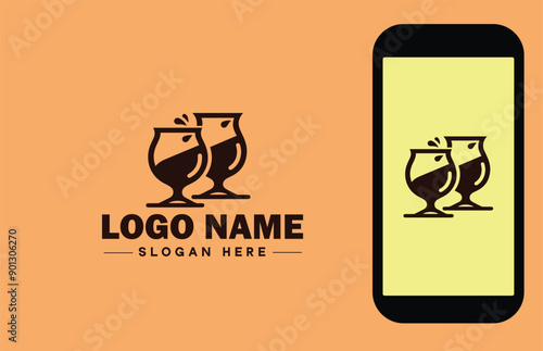 Glassware company icon Glassworks Glass production firm Glass manufacturer flat logo sign symbol editable vector